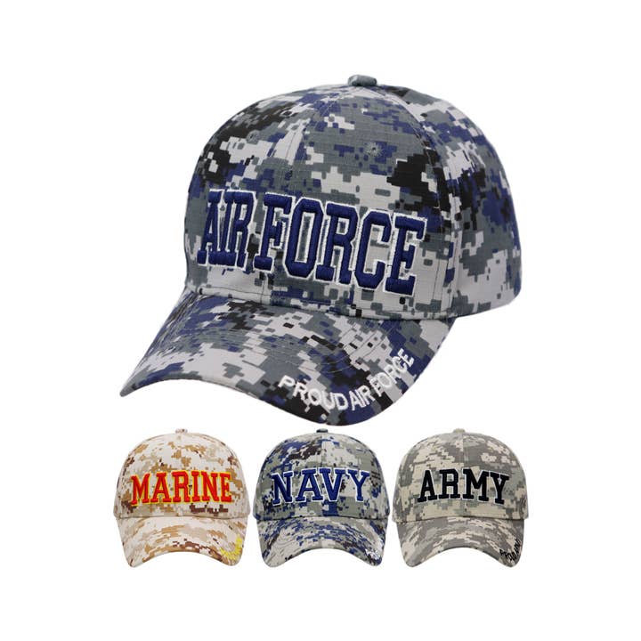 Cap Zone - Wholesale Baseball Cap - Unisex - U.S. Military Branch Logo Digital Camo Baseball Cap