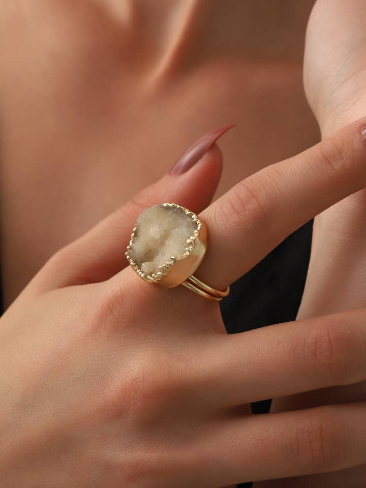 Gold Plated Stone Ring for wholesale by BUBU BY TEKIN SHOP