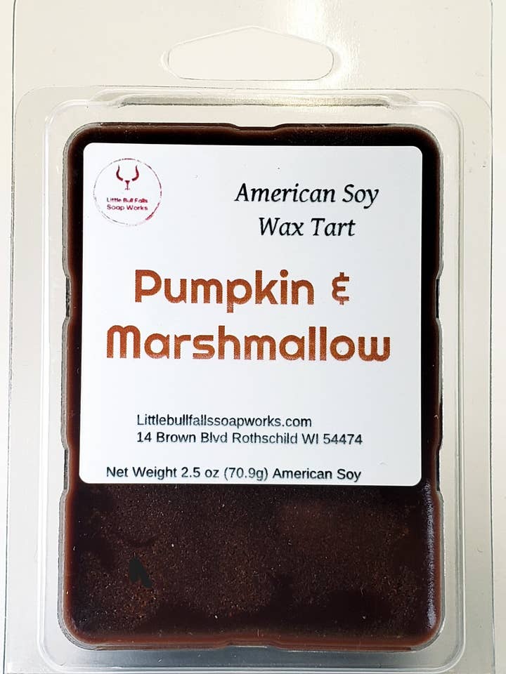 Cera di soia fondente con zucca e marshmallow per la vendita all'ingrosso da parte di Little Bull Falls Soap Works