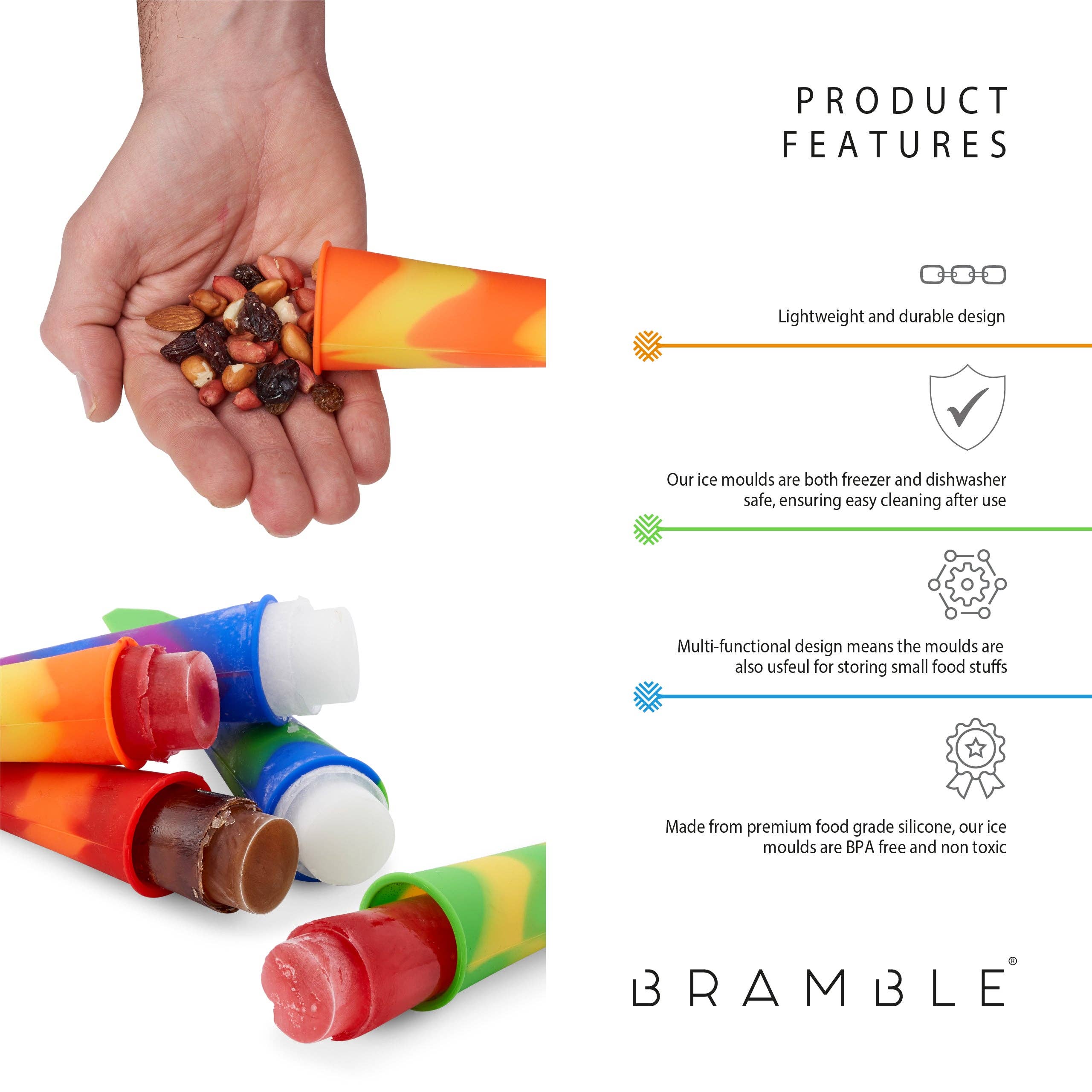 Bramble – wholesale Chocolate/candy mould – 10 Silicone Ice Lolly Moulds1