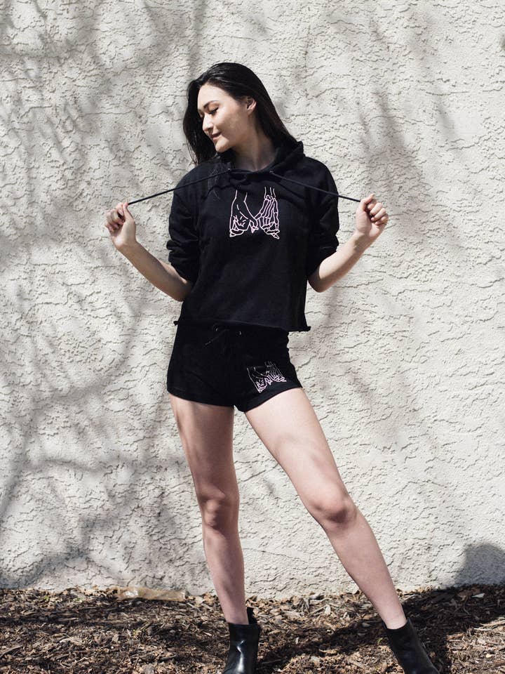 Dark Love Crop Hoodie Sweatshirt for wholesale by Preston And James