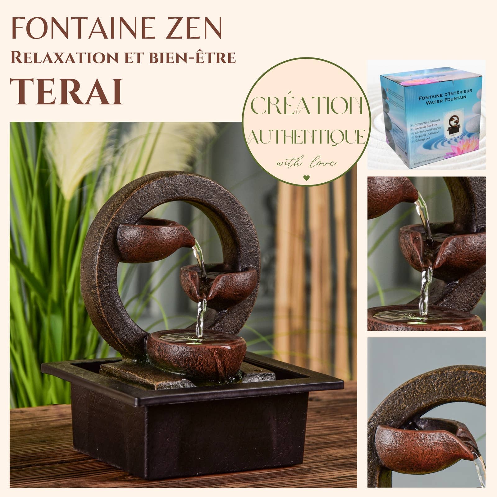 Zen'Arôme - Wholesale Decorative Tabletop Object - Zen Terai Waterfall Fountain - Gift Idea1