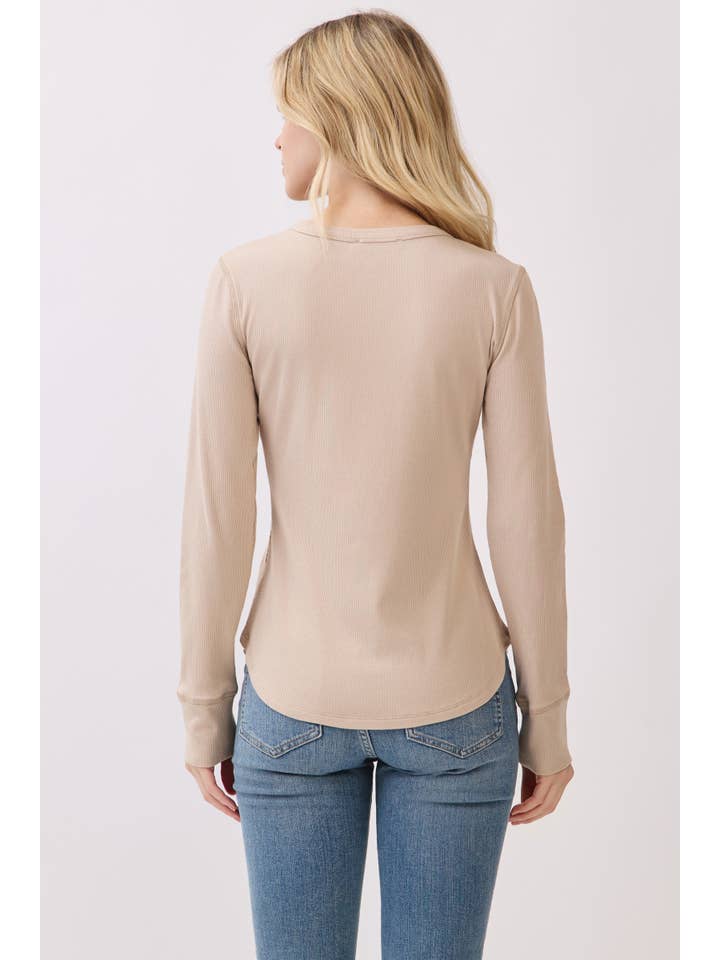 Final Touch - Wholesale Knit Top - Women's - Ribbed Crew Neck Long Sleeve Fitted Top - VJT30002228