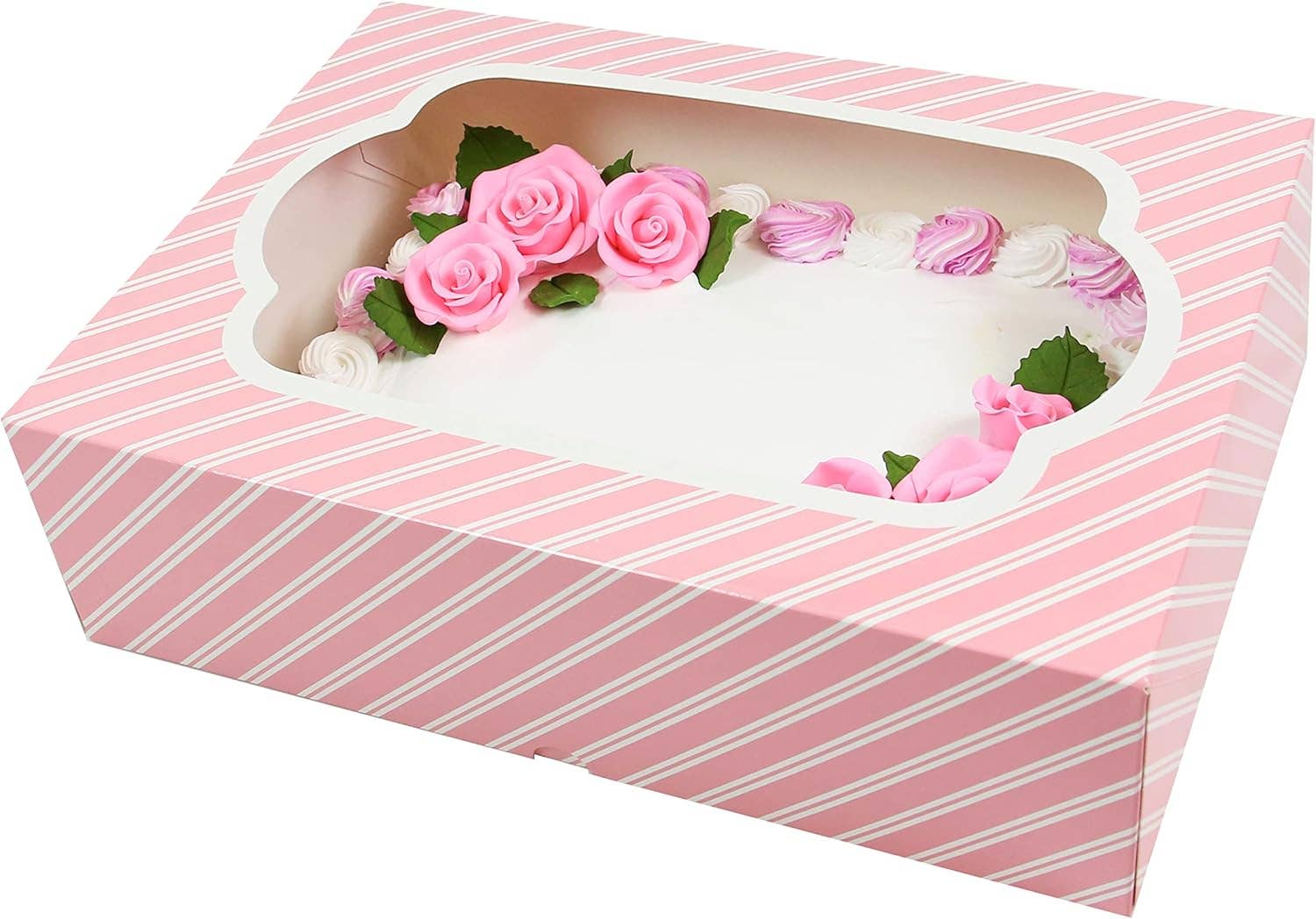 Global Sugar Art - Wholesale Cake Stand - Extra Deep Quarter Sheet Cake Box with Window, Auto-Popup, 14 x 10 x 5 Inches8