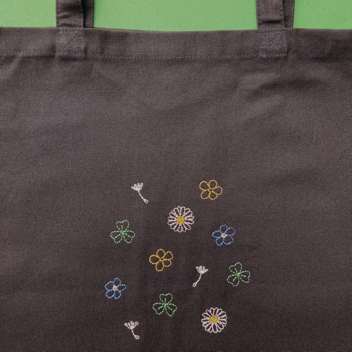 embroidered wildflowers and weeds tote bag for wholesale by HemmorBroids