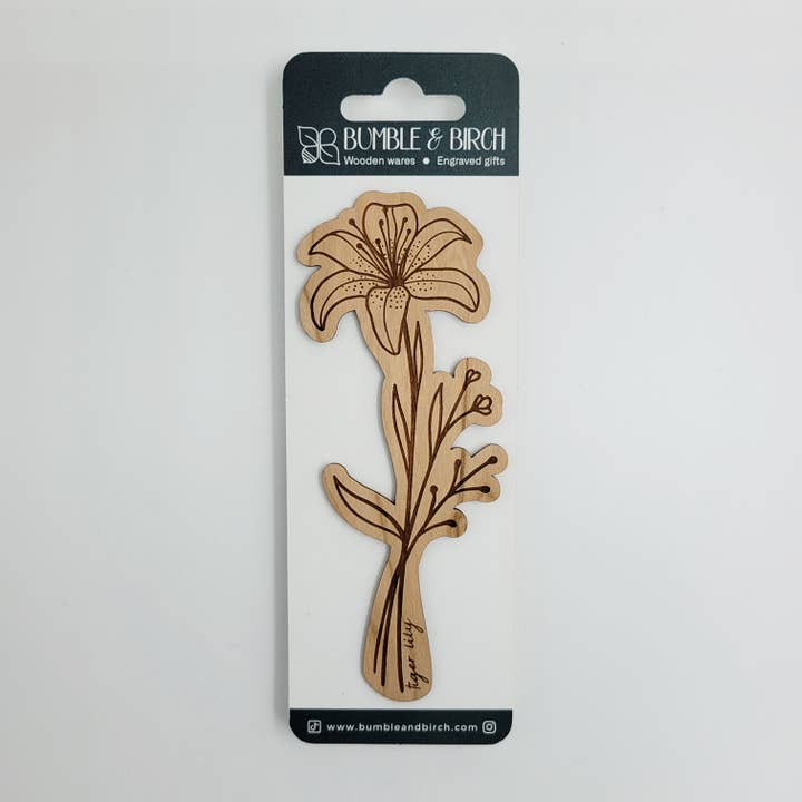 Bumble and Birch - Stationery and Gifts – wholesale Bokmärke – Tigerlilja blomma träbokmärke - bokgåvor