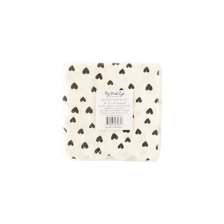 My Mind’s Eye - Wholesale Disposable Napkin - XOX1039 - Black Hearts Cocktail Napkin2