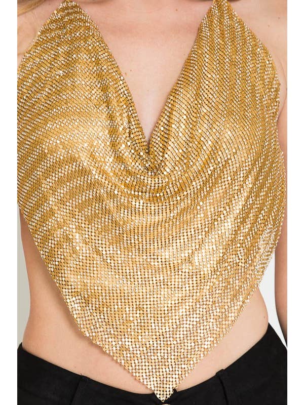 Lydia USA – Engroshandel Bluse - Dame – Blandet Rhinsten/Metallic Haltertop