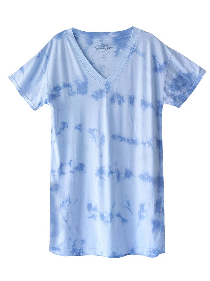 Boyfriend Tee Sleep Dress Cloud-blue Tie-dye for wholesale by After Sunset