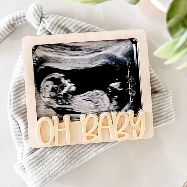 Etchedoccasions - Vente Cadre photo - Enfant et bébé - Magnet de grossesse avec photo d’échographie pour annonce