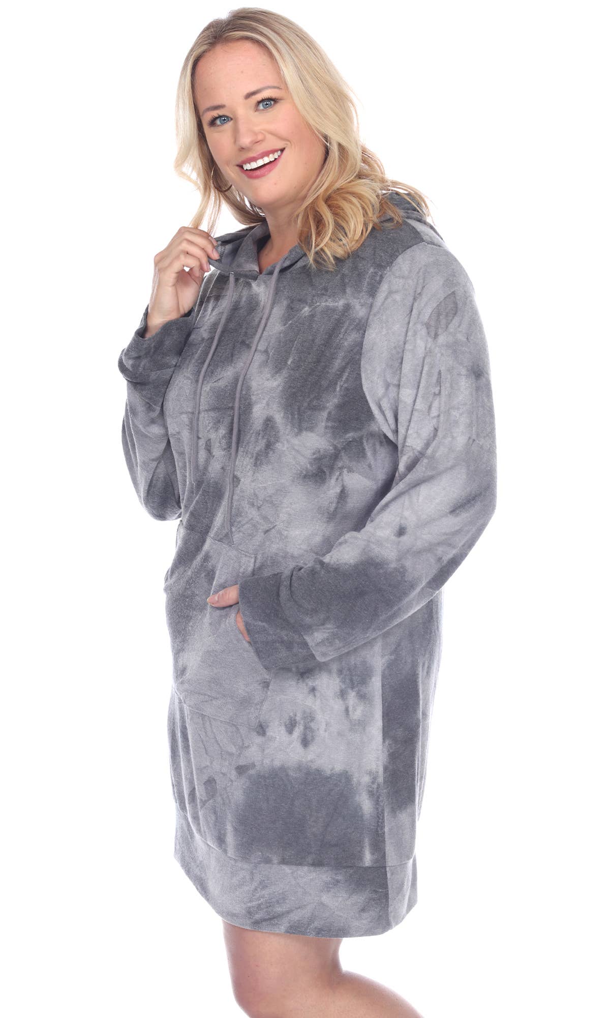 WHITE MARK – Vestido - Mulher por atacado – Vestido de moletom com capuz Plus Tie Dye1