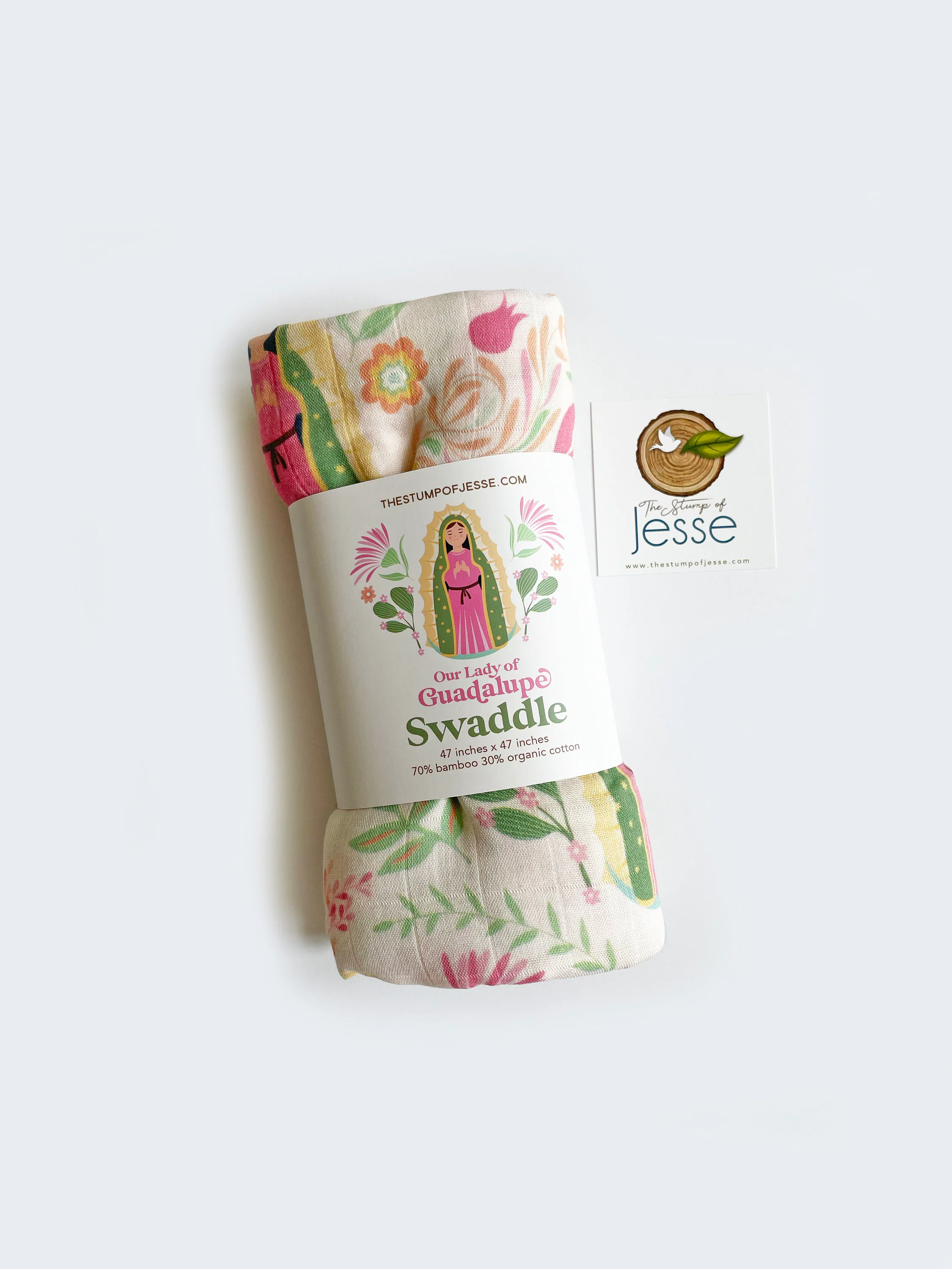 The Stump of Jesse - Wholesale Swaddle - Baby - Our Lady of Guadalupe Muslin Deluxe Swaddle | Catholic gift2