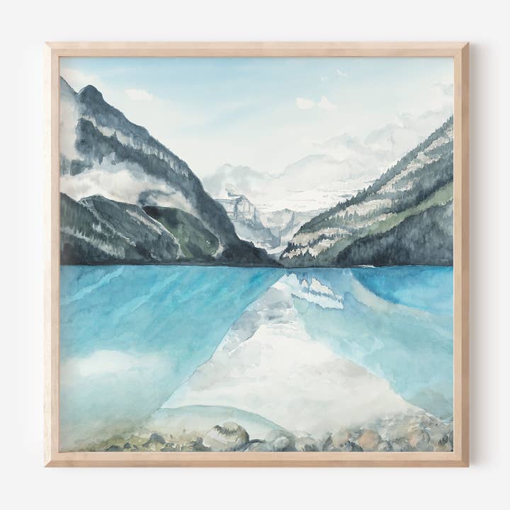Lake Louise | Aquarell Giclée Kunstdruck für den Großhandel von Rebecca Sobbi Studio