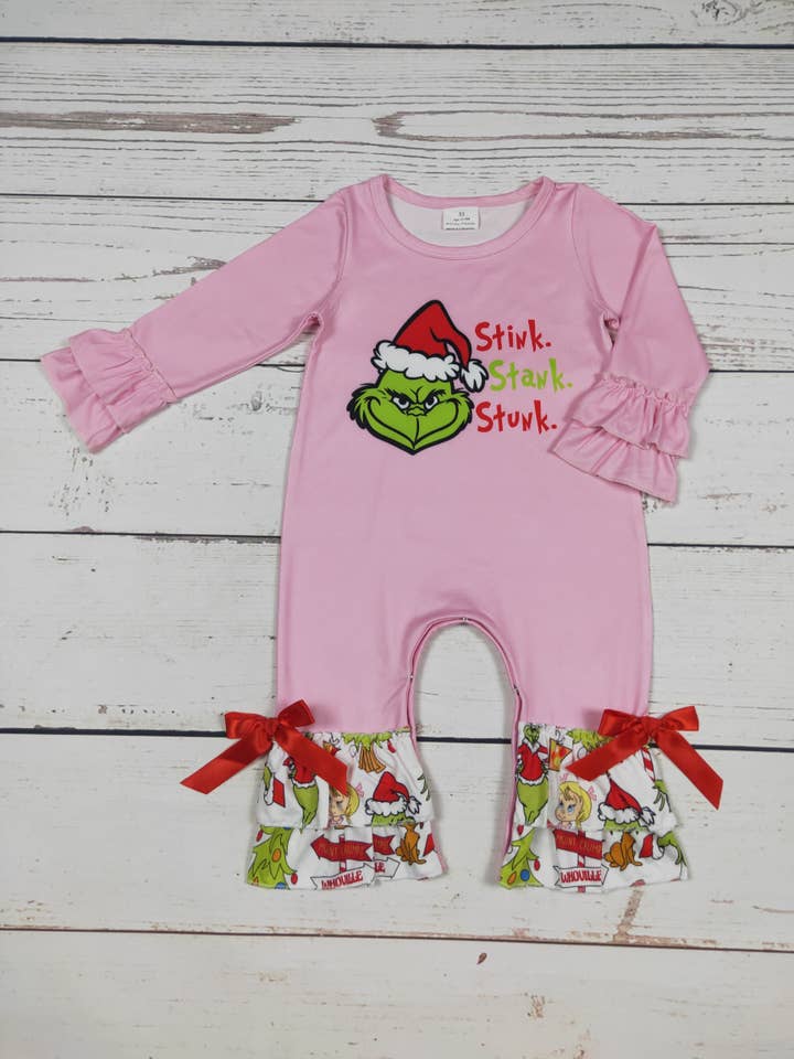 sassy kids palace - Wholesale Jumpsuit - Baby - Baby Pink Character Christmas Romper