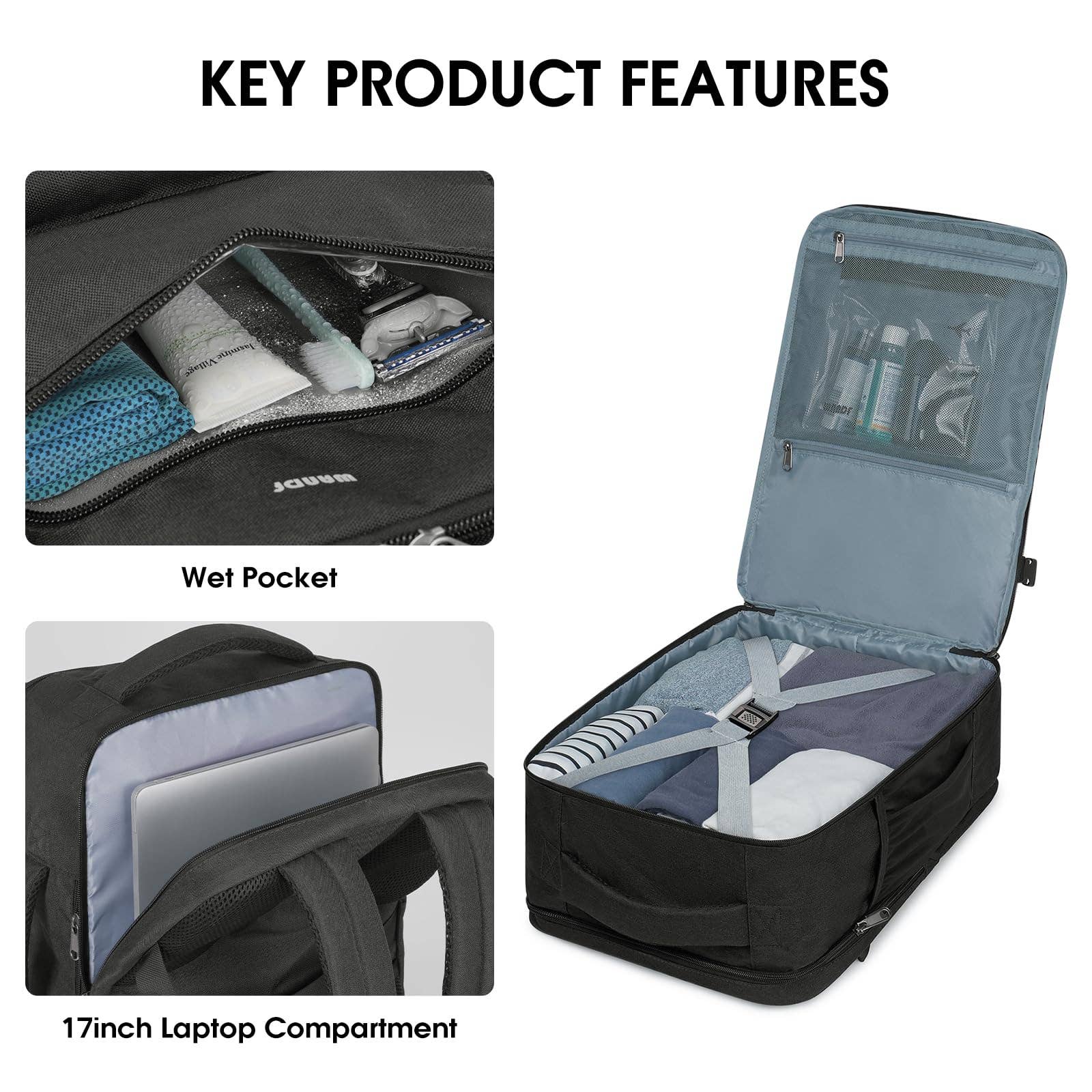 wandf - Wholesale Backpack - Unisex - Laptop Backpack 17 Inch with Wet Pocket For Spirit Airlines4