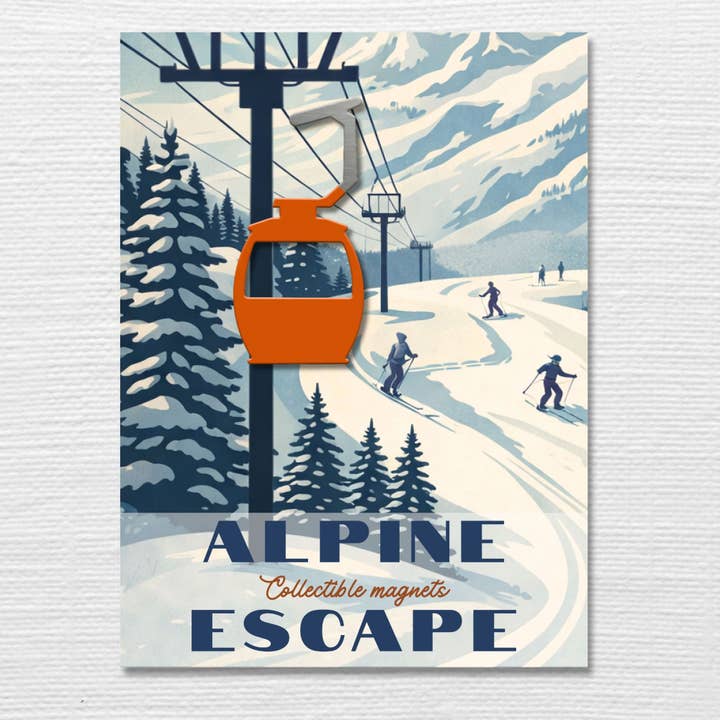 Mountain Gondola Magnet — Alpine Escape Skiers for wholesale by Authenticaa