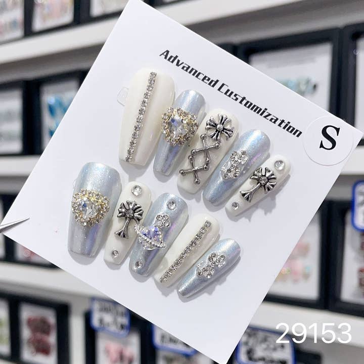 hand made Press on Nails 29153 for wholesale by foamboxnail