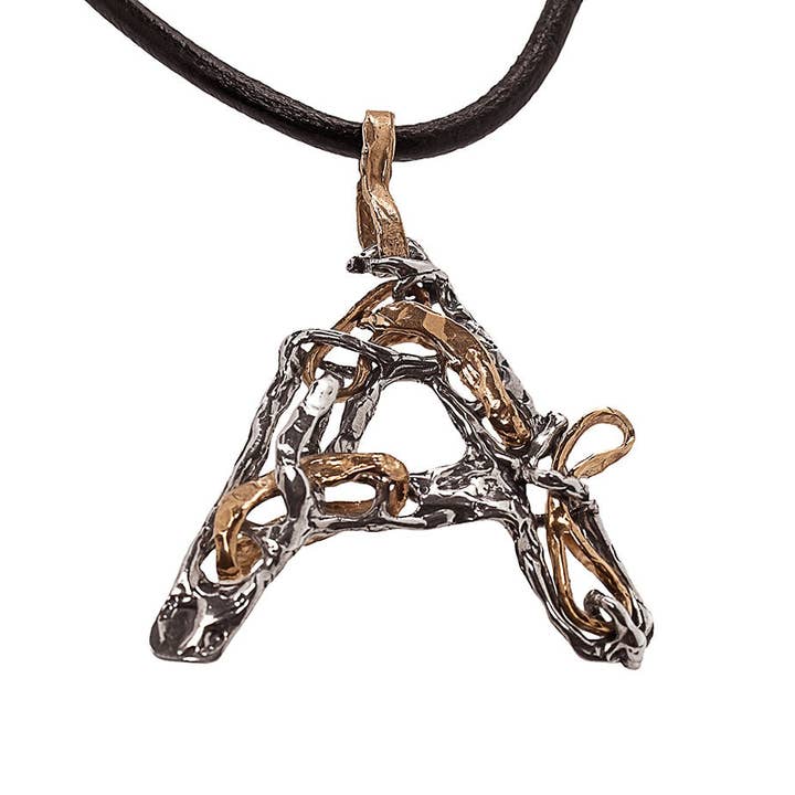 Pendentif initial en argent 925 et bronze - CR110 pour la vente par Mandile Gioielli