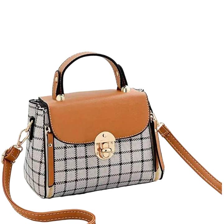 AR New York - Wholesale Crossbody Bag - Women's - 7372 - Plaid Patterned Crossbody Handbag6