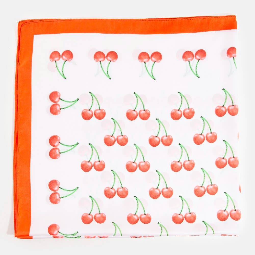 IV Cherry Print Red Border Square Bandana Scarf for wholesale on Faire1