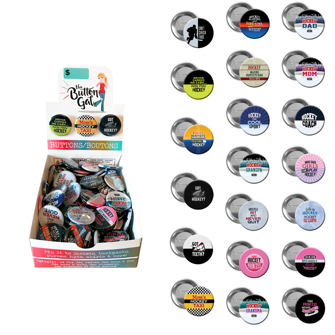 The Button Gal - Wholesale Lapel Pin/Button - SAVE 50% - BULK PACK - 480 Hockey 1 - 1.25" Pinback Buttons2