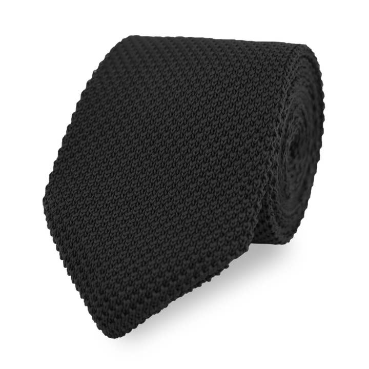Men's Diamond End Knitted Tie - Black for wholesale by THE GENTS LAB