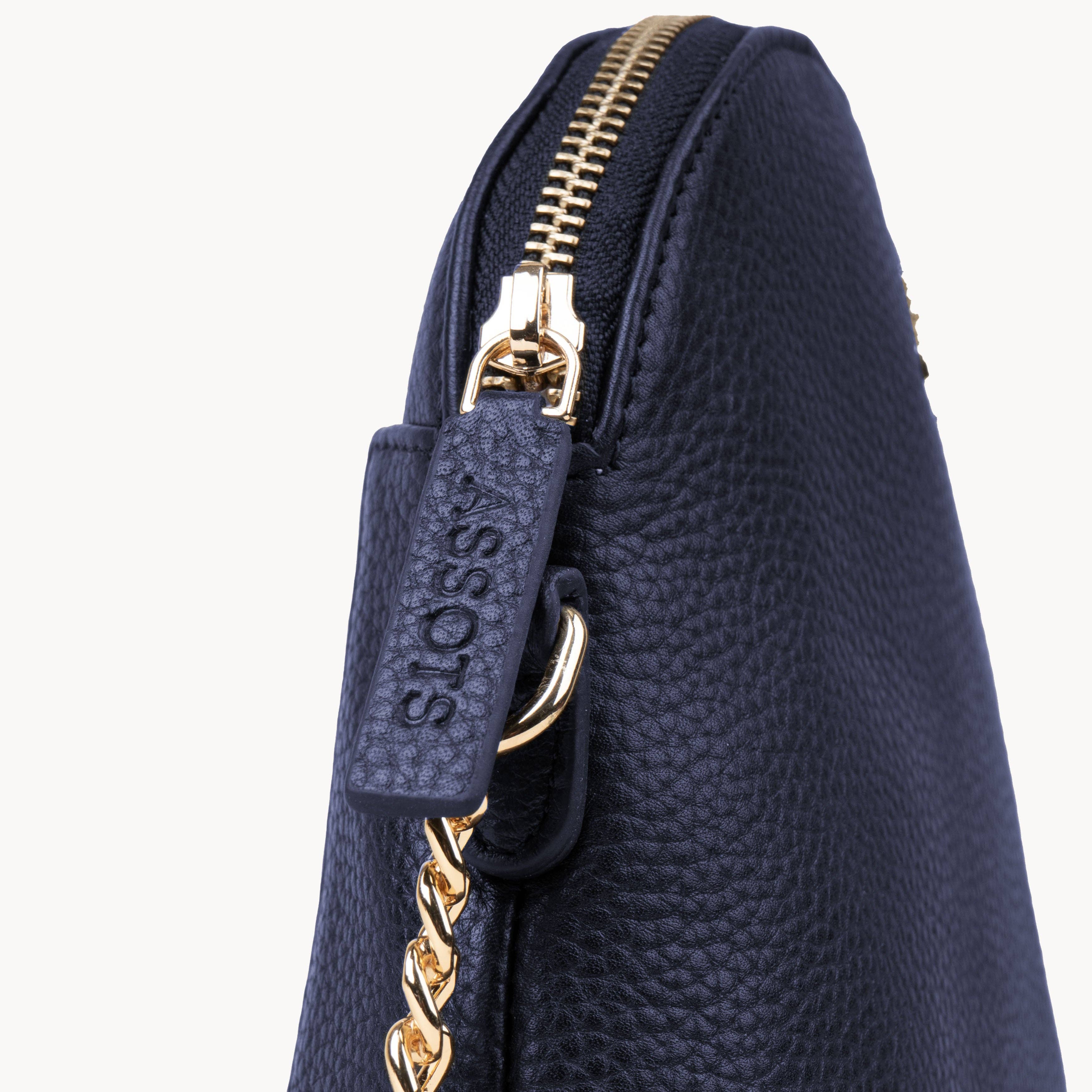 Assots London – wholesale Crossbody bag – Women's – 'DOVE' Navy Pebble Grain Real Leather Crossbody Bag3