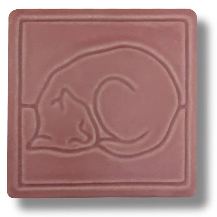 Whistling Frog Tile Inc. - Wholesale Wall Tile - Line Cat Art Tile minimalist art cat sleeping porcelain