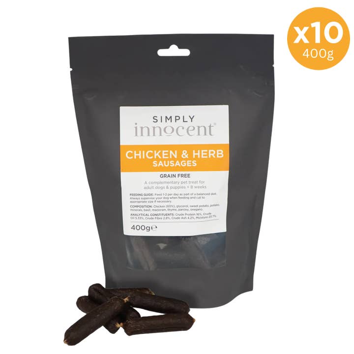 Simply Innocent - Chicken & Herb Sausages 400g for wholesale by The Innocent Hound