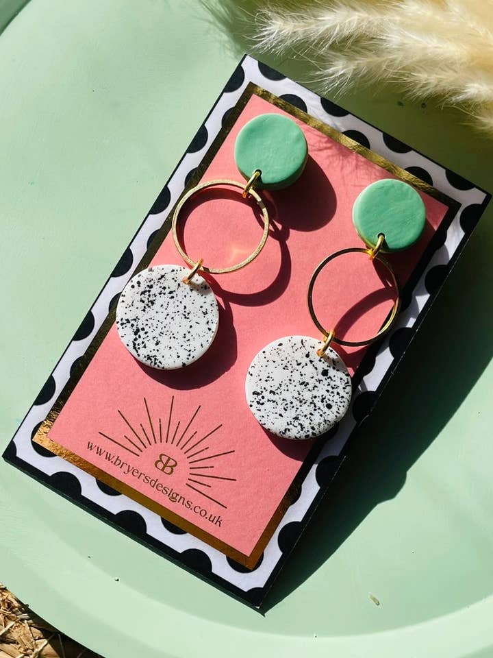 Classic Brass Hoop Speckled Earrings for wholesale by Bryers Designs