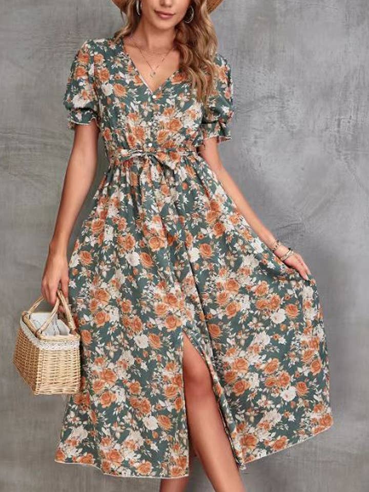 Floral Dress with Slit for wholesale by Miss Sparkling