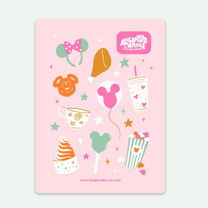 Magical Snacks Sticker Sheet for wholesale by Alicia Bruce Creative
