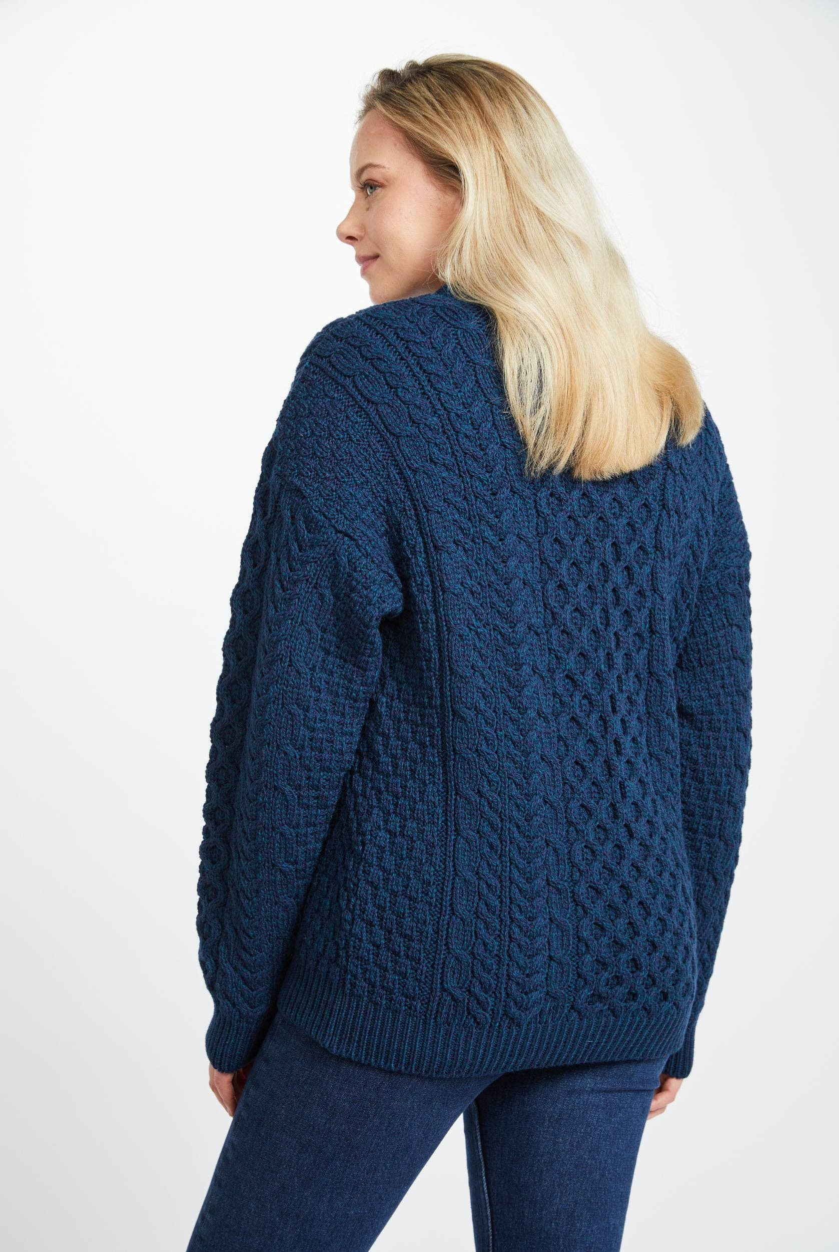 Aran Woollen Mills - Wholesale Knit Sweater - Women's - Inisheer Traditional Ladies Aran Sweater - Atlantic1