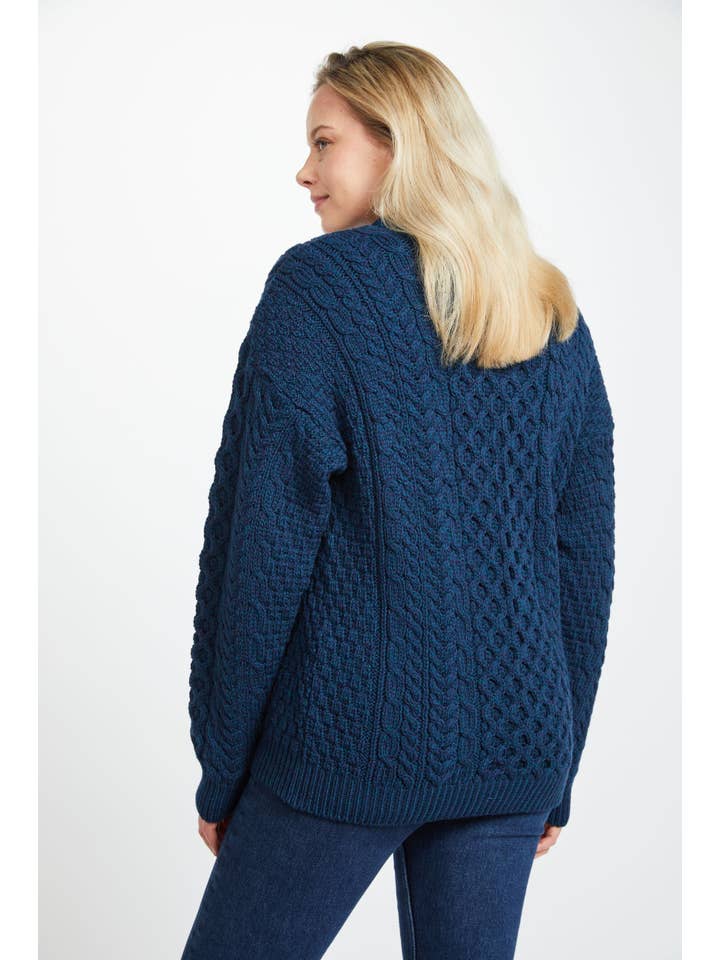 Aran Woollen Mills - Wholesale Knit Sweater - Women's - Inisheer Traditional Ladies Aran Sweater - Atlantic1