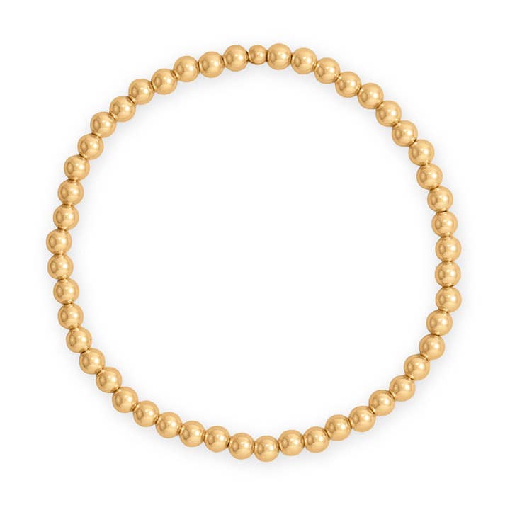 7" 4mm 14/20 Gold Filled Bead Stretch Bracelet for wholesale by Silver Stars Collection
