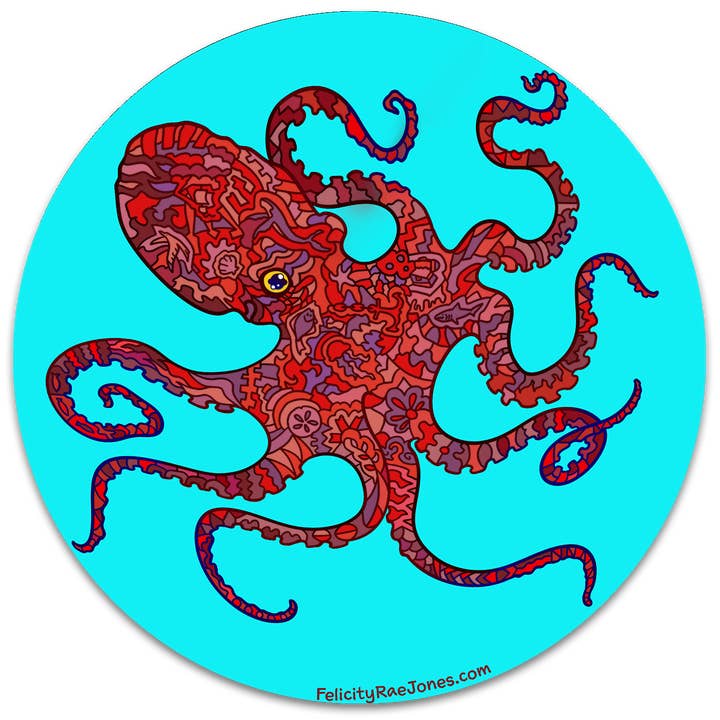 Farvet blæksprutte vinylklistermærke for engroshandel hos FJ Creations