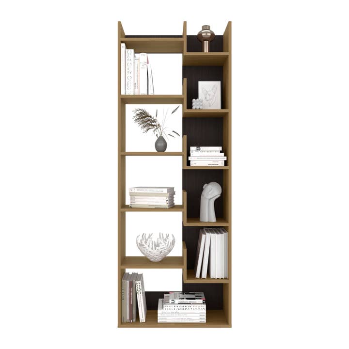 Natural Oak Bookcase Clover with Eleven Shelves for wholesale on Faire