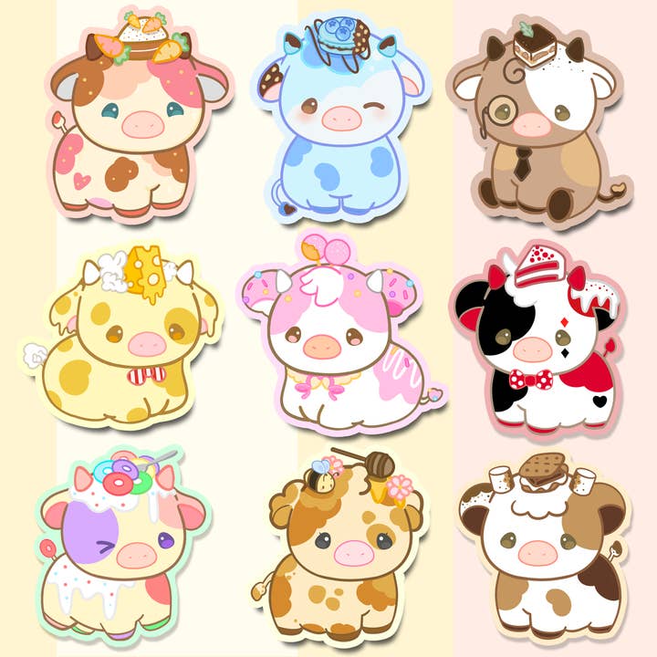 Dessert Cow Stickers for wholesale by Sheepydust