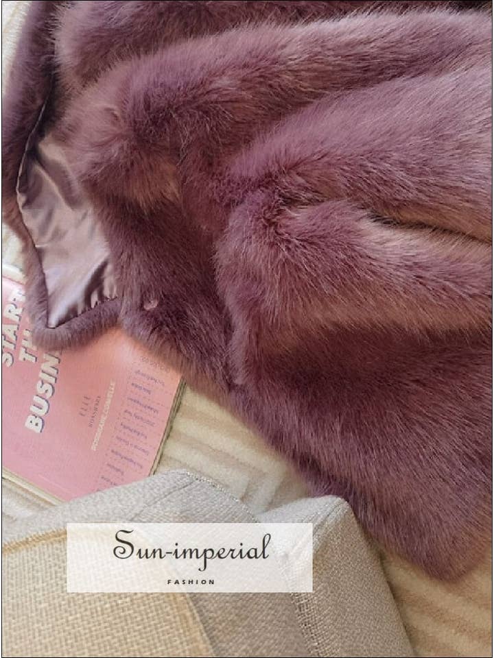Sun Imperial - Wholesale Fur/faux fur coat – Women's - Purple Shaggy Women Faux Fur Jacket Mini Length Coat4