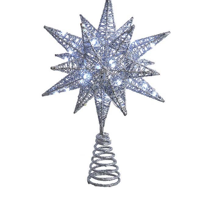 Kurt S. Adler, Inc. - Wholesale Tree Topper - 11"PRELIT LED SILVER STARBURST TREE TOPPER