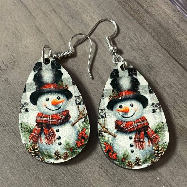 Boucles d'oreilles à sublimation bonhomme de neige pour la vente par Bee Creative