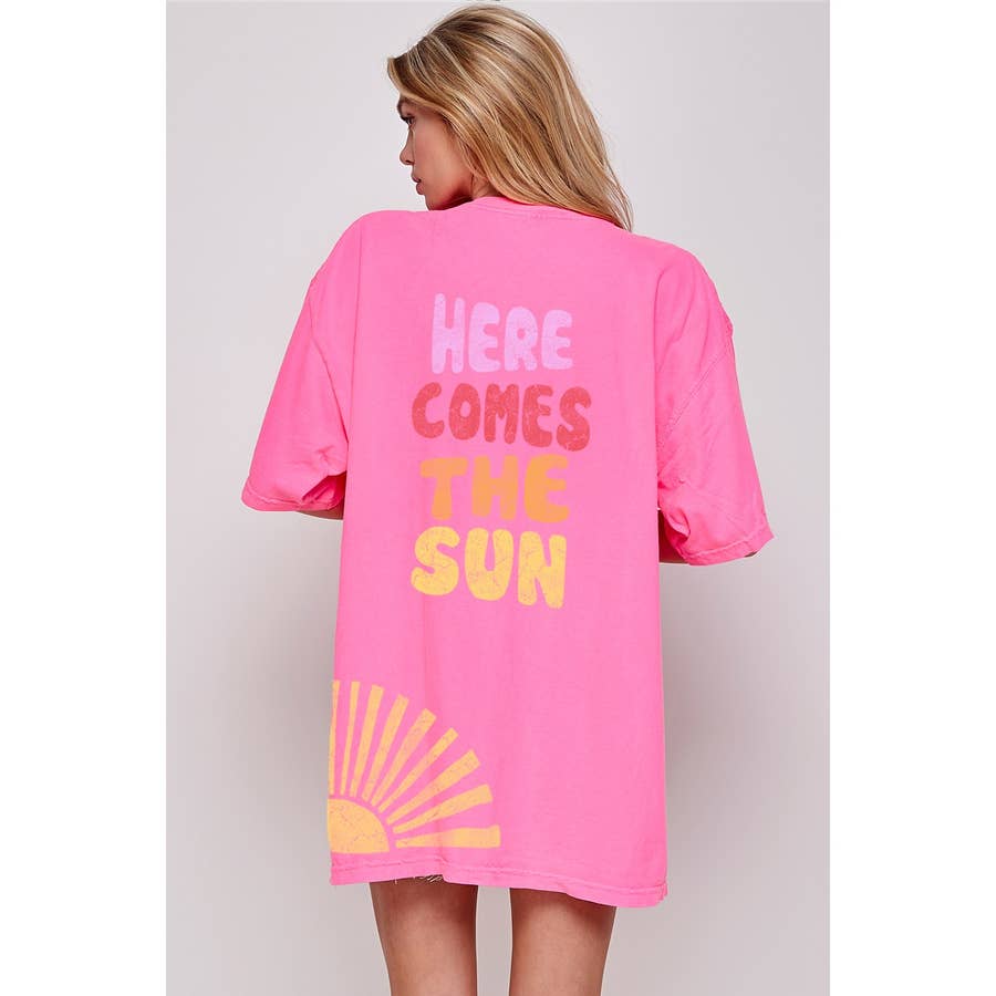 Nashville- Mineral Wash Graphic T-shirt Dress or Tee - Pink - H&O