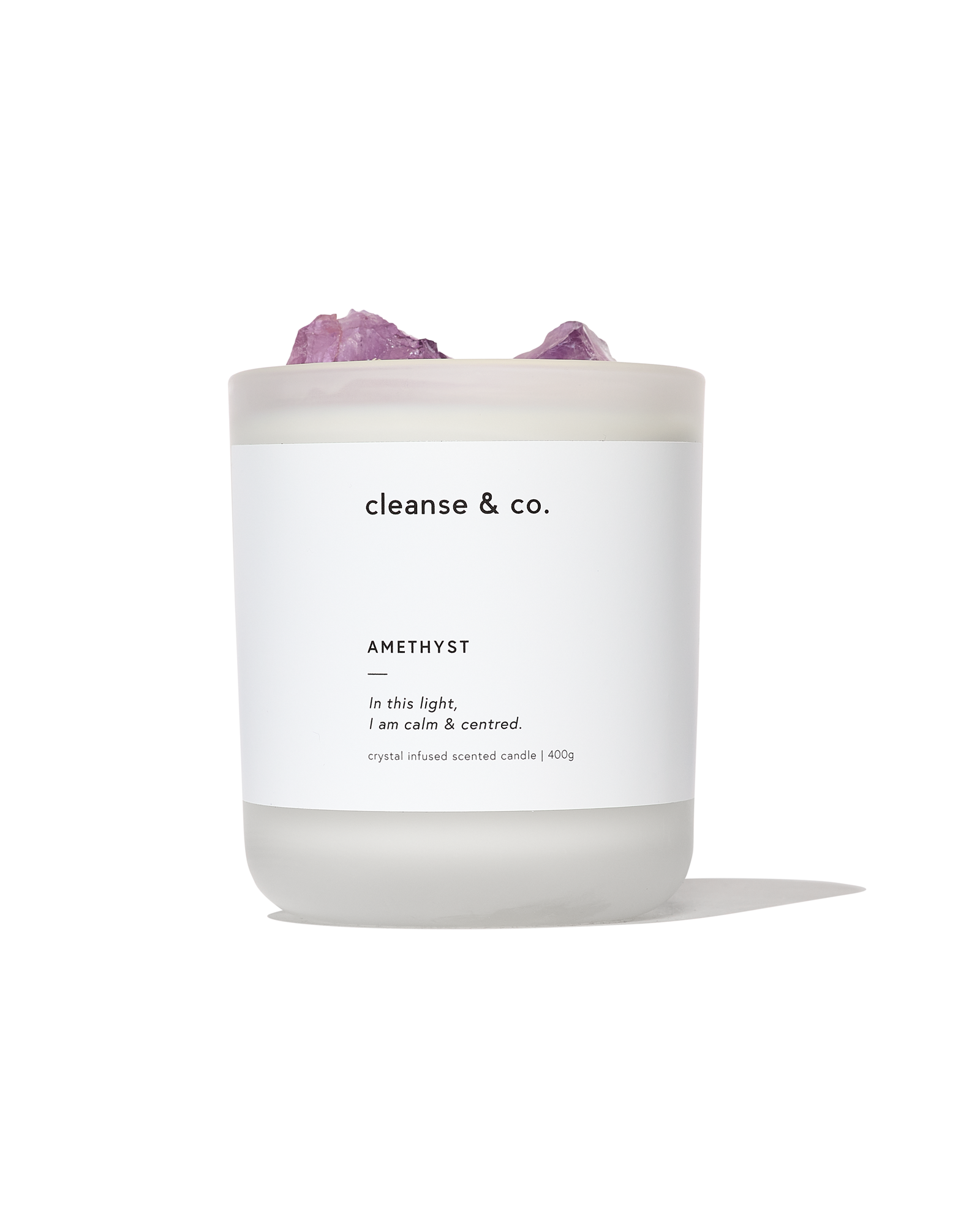 Cleanse & Co. - Wholesale Jar/Filled Candle - Amethyst Intention Crystal Candle - calm & centred4