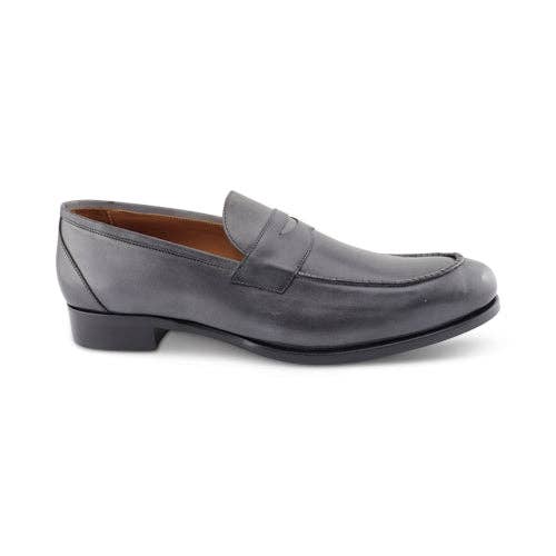 Grey leather loafers for wholesale by Otisopse