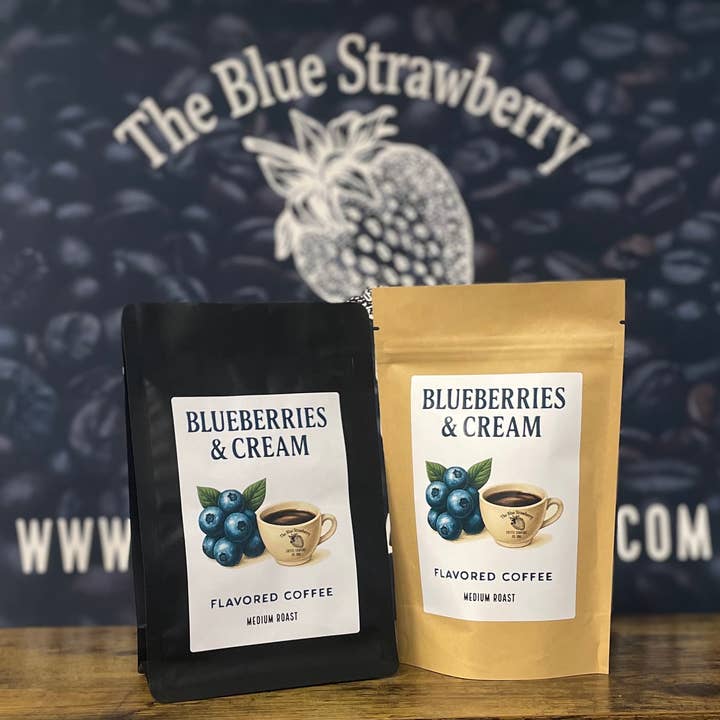 The Blue Strawberry Coffee Co - Wholesale Ground Coffee - Blueberries and Cream (Flavored Coffee)2