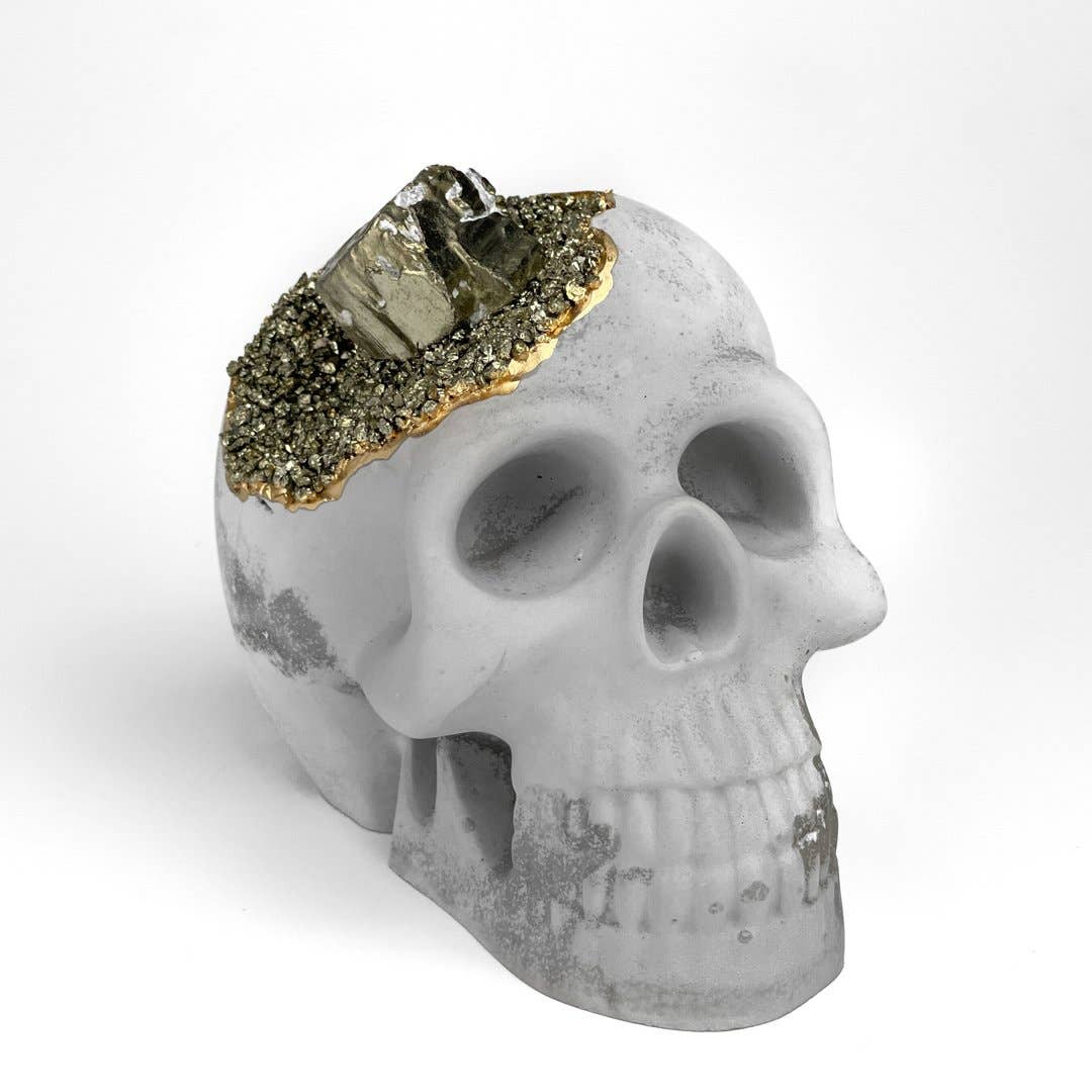 Planters Made in the USA - Wholesale Decorative Figurine - Natural Pyrite Skull Head, ,big Crystal Skull Concrete3