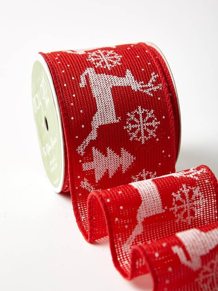 2,5" lint met kersttrui - rol van 15 ft in winkelformaat voor wholesale door May Arts Ribbon