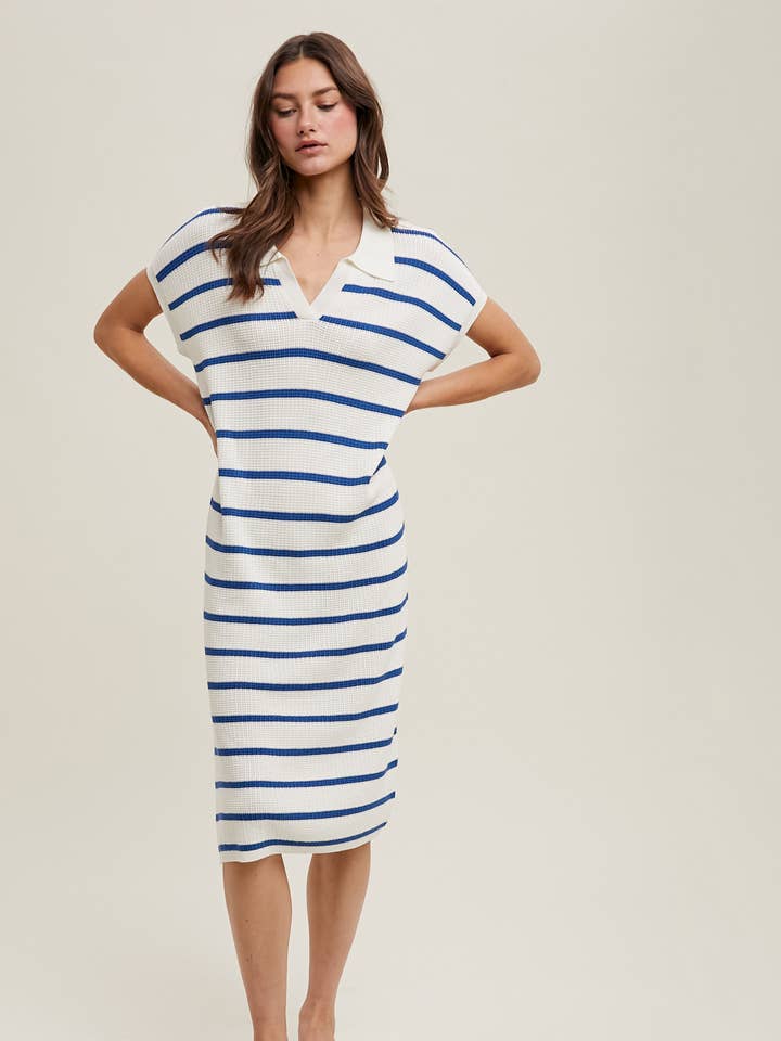 STRIPED SWEATER MIDI DRESS / WL24-9791 for wholesale by Wishlist Apparel