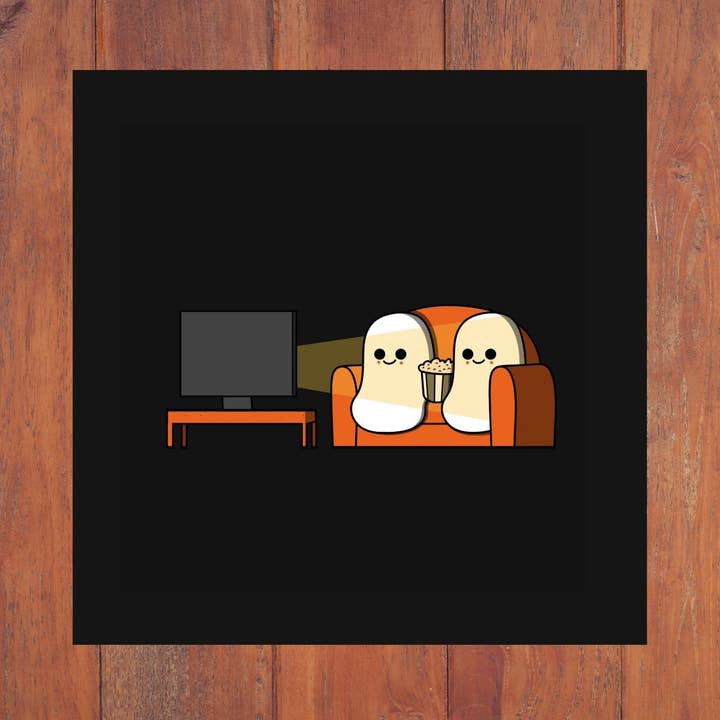 Cute Ghost Art Print | Movie Night Art | Spooky Cute Art for wholesale by Spooky Shake Studios