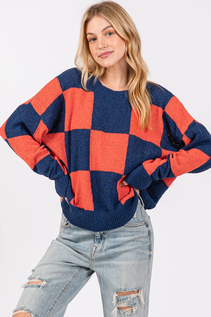 Sewn and Seen - Wholesale Knit Sweater - Women's - CHECKER SWEATER TOP 29